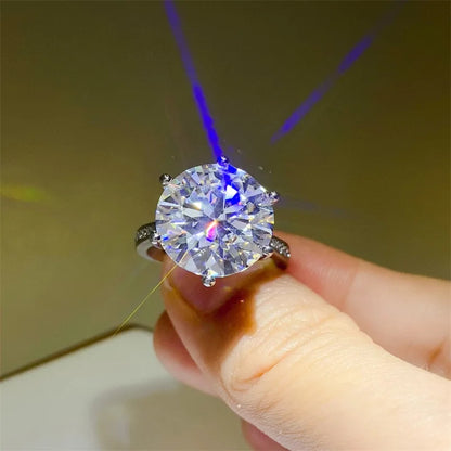 Luckacco Certificate 5/10Ct D Color Moissanite Diamond Ring 925 Sterling Silver Party Wedding Band Rings for Women Engagement Jewelry