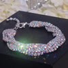 Luckacco Luxury Shining Colorful Rhinestone Bracelet for Women Adjustable Charm Silver Color Bracelet Wedding Bracelets & Bangles Jewelry