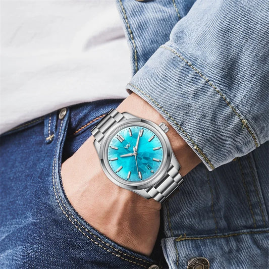 Luckacco WM Watch Automatic Mechanical Watch NH35 Glacier Series 100M Water Resistant AR Coated Sapphire Welly Merck Watches For Man 226M