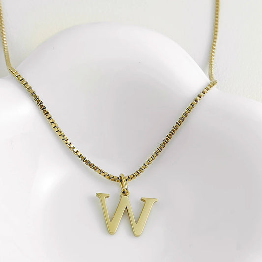 Luckacco Initial necklace letter pendant chamrs stainless steel Necklace jewelry Women's Necklace Box Chain Choker woman trend 2025 gift