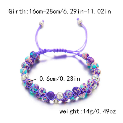 Luckacco Fashion Colorful Natural Stone Beaded Bracelet for Women Braided Bracelet Bohemian Holiday Jewelry Adjustable Gift