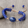 Luckacco Handmade Natural Chalcedony Stone Wrap Bracelet & Bangle Charm Lazurite Pendant Braided Beaded Bracelets Women Men Yoga Jewelry