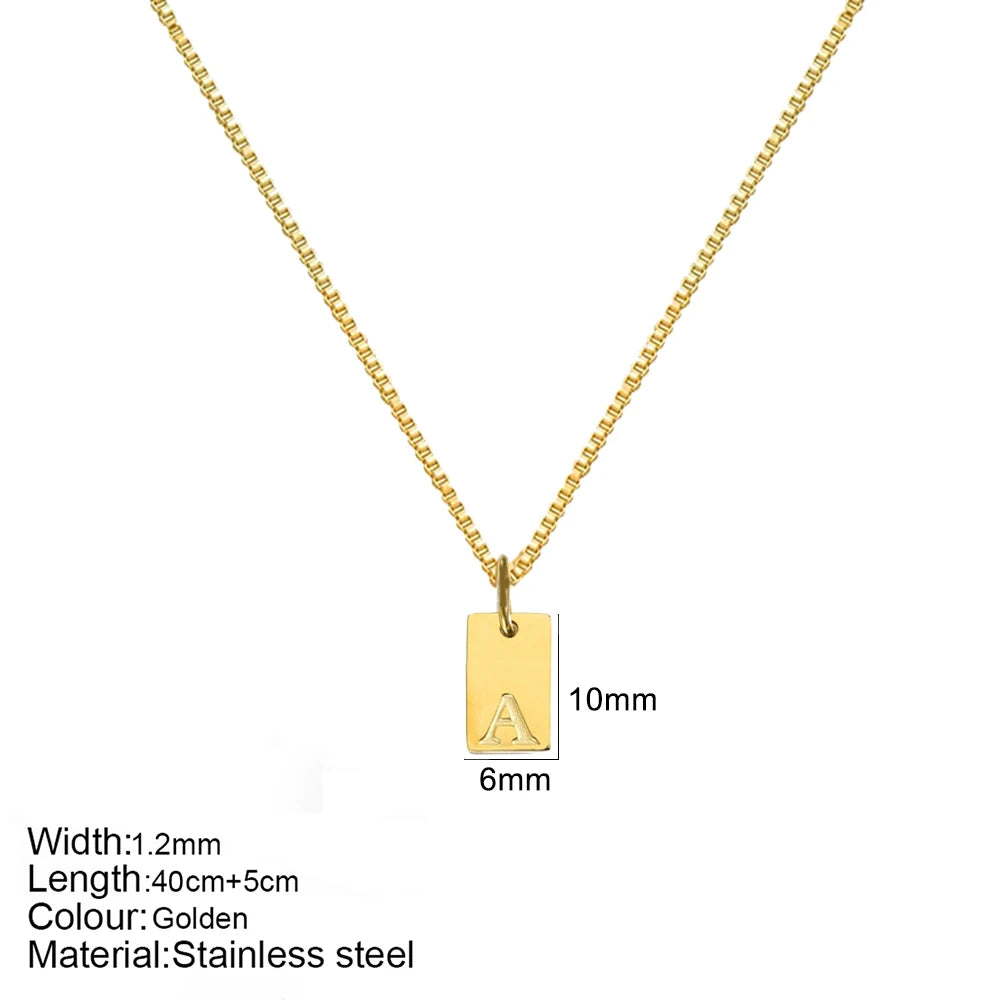 luckacco initial necklace letter pendant chamrs stainless steel necklace jewelry women's necklace box chain choker woman trend 2025 gift