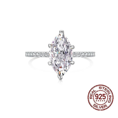 Luckacco QooLady Fashion 925 Sterling Silver Marquise Cut Cubic Zircon Dazzling Wedding Engagement Rings for Women Fine Jewelry SE012