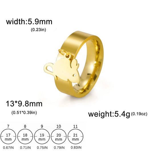 Luckacco Unift Women Stainless Steel Charms Rings Flower Leaf Spider Paw Pendant Finger Ring Fashion Minimalist Couple Jewelry