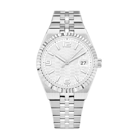 Luckacco 2025 New Watch 39.5mm Men's Watch Sapphire Glass NH35 Movement Texture Dial Silver Case Stainless Steel Strap