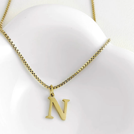 Luckacco Initial necklace letter pendant chamrs stainless steel Necklace jewelry Women's Necklace Box Chain Choker woman trend 2025 gift