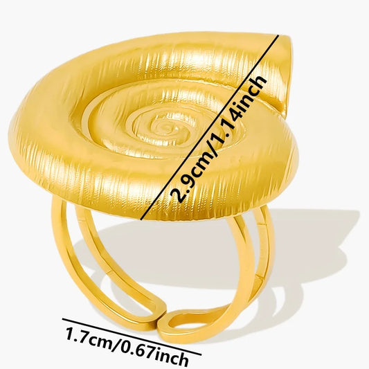 Luckacco 1pc Stylish Marine Jewelry Ocean Sea Animals Conch Starfish Shell Ring Stainless Steel Jellyfish Scallop Rings Women Charm Gift