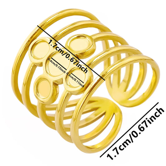 Luckacco Oval Square Leaf Heart Sun Base Open Adjustable Ring DIY Rhinestone Oil Drop Stainless Steel Rings For Women Men Jewelry Bagues
