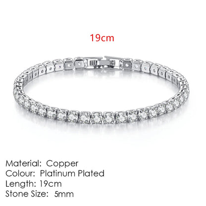 Luckacco Fashion Multicolor Tennis Bracelet for Women 2.5/3/4/5mm Zirconia Charm Designer Tennis Chain Men Bracelet Wedding Jewelry KC128