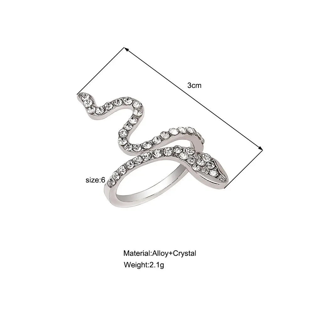 luckacco snake ring for women micro inlaid zircon wound small female simplicity adjustable opening rings index finger ring jewelry
