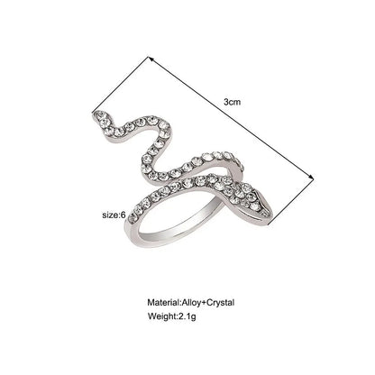 Luckacco Snake Ring for Women Micro Inlaid Zircon Wound Small Female Simplicity Adjustable Opening Rings Index Finger Ring Jewelry