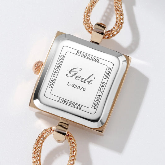 Luckacco Niche high-end women's watch simple small square plate alloy bracelet watch ladies medieval style quartz watch