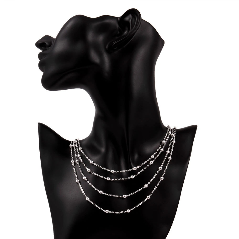 luckacco hot sale 925 sterling silver fashion jewelry 18 inches smooth bead chain necklace for women wedding birthday gifts