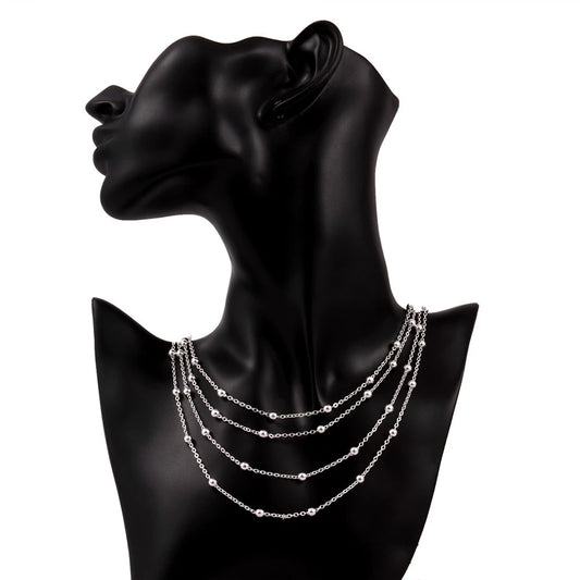 Luckacco Hot sale 925 Sterling Silver Fashion Jewelry 18 inches Smooth Bead Chain Necklace For Women Wedding Birthday Gifts