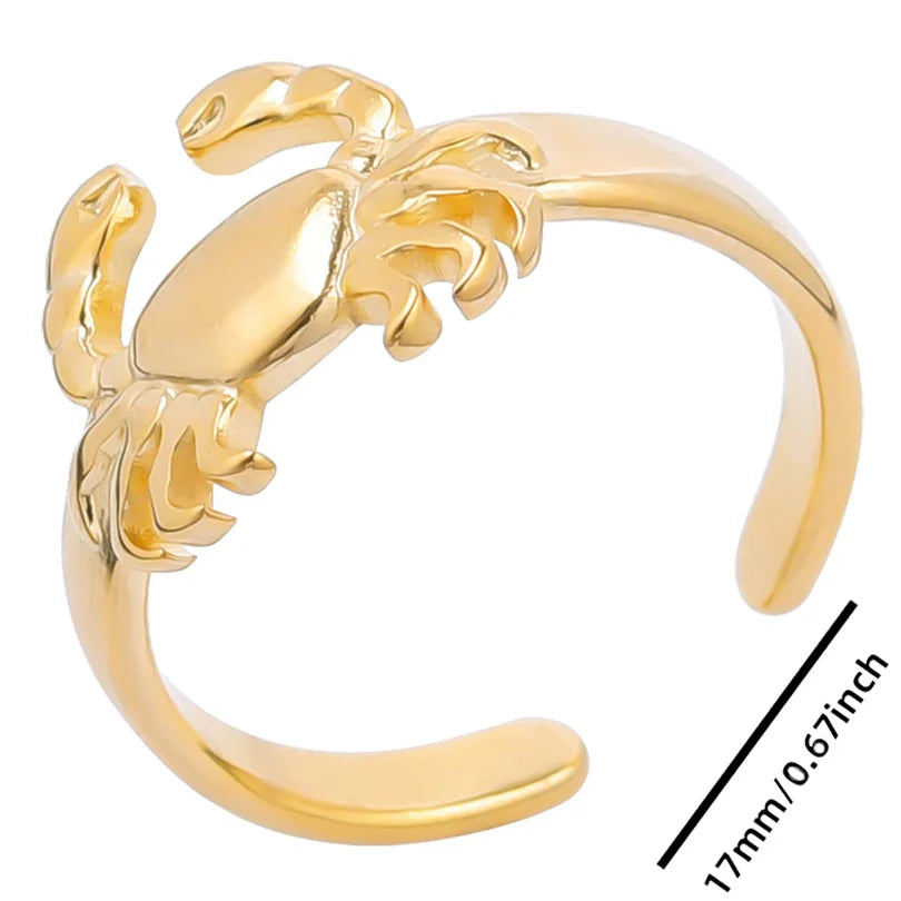 luckacco 1pc stylish marine jewelry ocean sea animals conch starfish shell ring stainless steel jellyfish scallop rings women charm gift