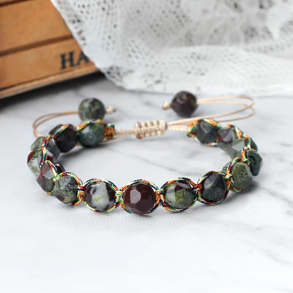 luckacco irregular cut surface beads bracelet trendy adjustable natural tiger eye amethyst pink quartz beaded bracelets for women jewelry