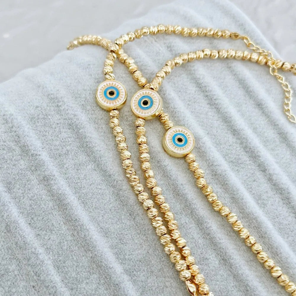 luckacco kkbead evil eye bracelet femme high quality gold plated beaded bracelet jewelry for women accessories gift pulseras mujer