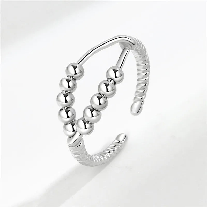 luckacco ethnic mandala flower finger rings for women girls rotating rose sun planet anxiety knuckle ring anti stress jewelry