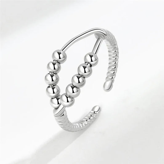 Luckacco Ethnic Mandala Flower Finger Rings for Women Girls Rotating Rose Sun Planet Anxiety Knuckle Ring Anti Stress Jewelry