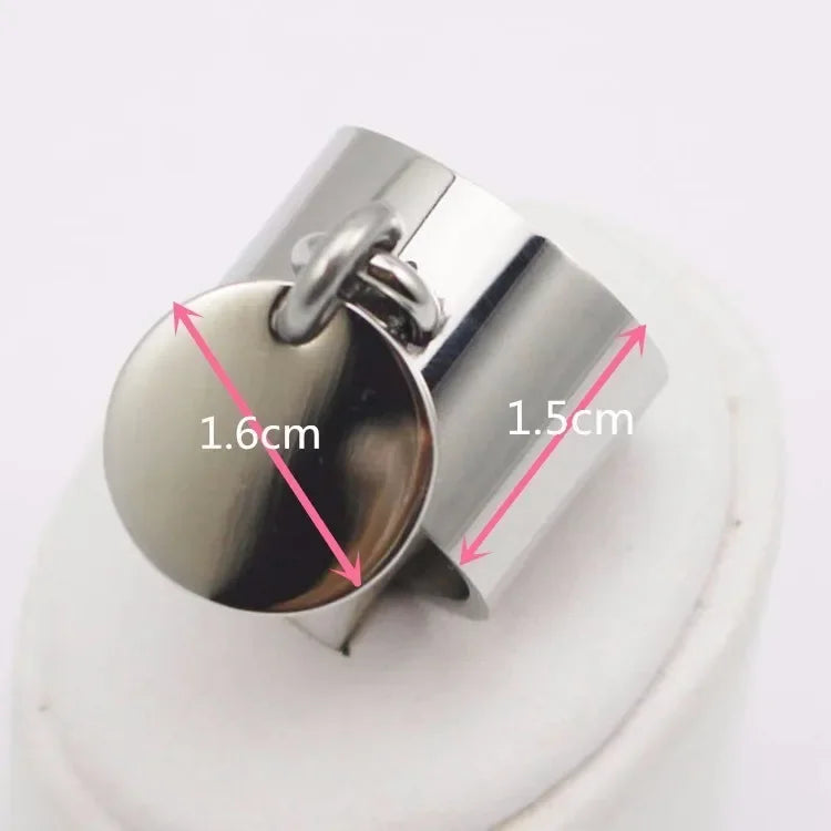 luckacco oval geometric pendant ring women fashion jewelry stainless steel o charm finger ring size 7 10 11 6 9 8