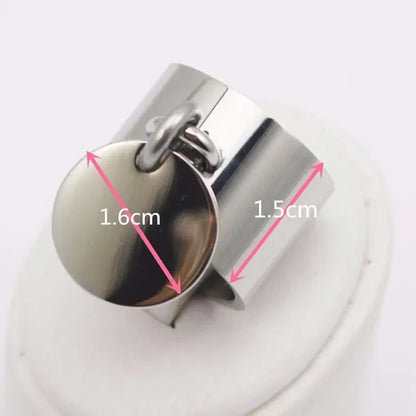 Luckacco Oval Geometric Pendant Ring Women Fashion Jewelry Stainless Steel O Charm Finger Ring Size 7 10 11 6 9 8