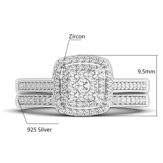 Luckacco Szjinao 2pcs Moissanite Ring Set For Woman Original 925 Silver Wedding Jewelry Luxury Engagement Ladies Anniversary Gift Trend