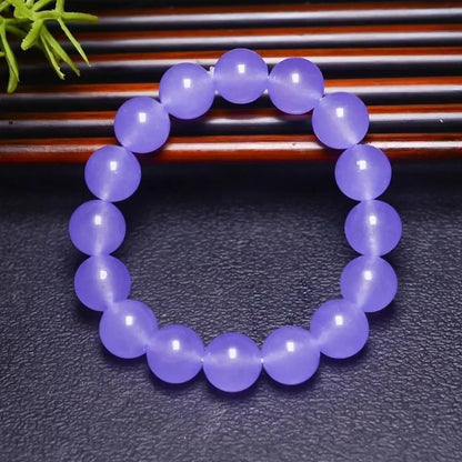 Luckacco Seed Violet Large Round Beads Jadeite Waxy Purple Quartzite Jade Bracelet