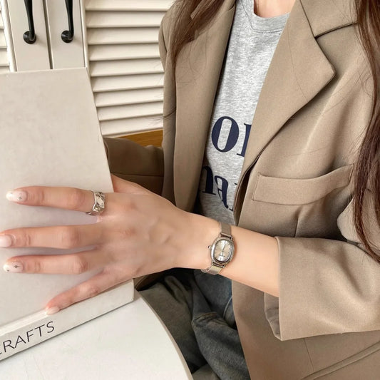 Luckacco Simple Brand Women Watch Small Oval Dial Green Ladies Wristwatches Luxury Girl Gift Watch  Relojes Para Mujer