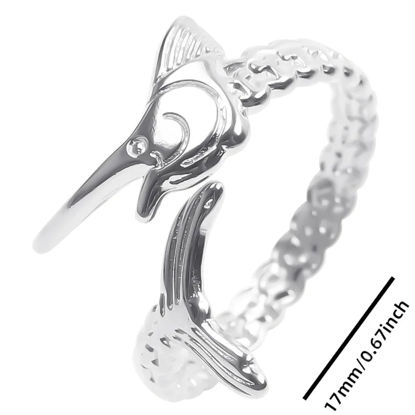 luckacco 1pc stylish marine jewelry ocean sea animals conch starfish shell ring stainless steel jellyfish scallop rings women charm gift