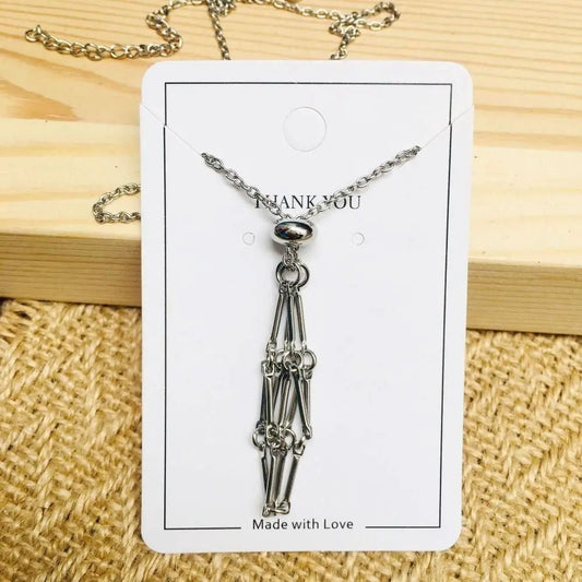 Luckacco Stainless Steel Crystal Holder Cage Necklace Silver Color Interchangeable Stone Holder Necklace Necklace Accessories Gold Color
