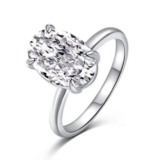 Luckacco Luxury Oval Cut Cubic Zirconia Rings for Women Simple Classic Design Wedding Engagement Promise Accessories Eternity Jewelry