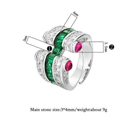 Luckacco New Retro 3*4MM Ruby Emerald Sapphire Rings Lab Diamond Gemstone Cocktail Party Fine Jewelry Female Anniversary Personality Gift