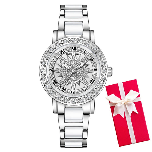 Luckacco Rotation Dial High Quality Women Watches Silver 2025 New Arrival Top Brand Luxury Ladies Wrist Watches For Female Clock With Box