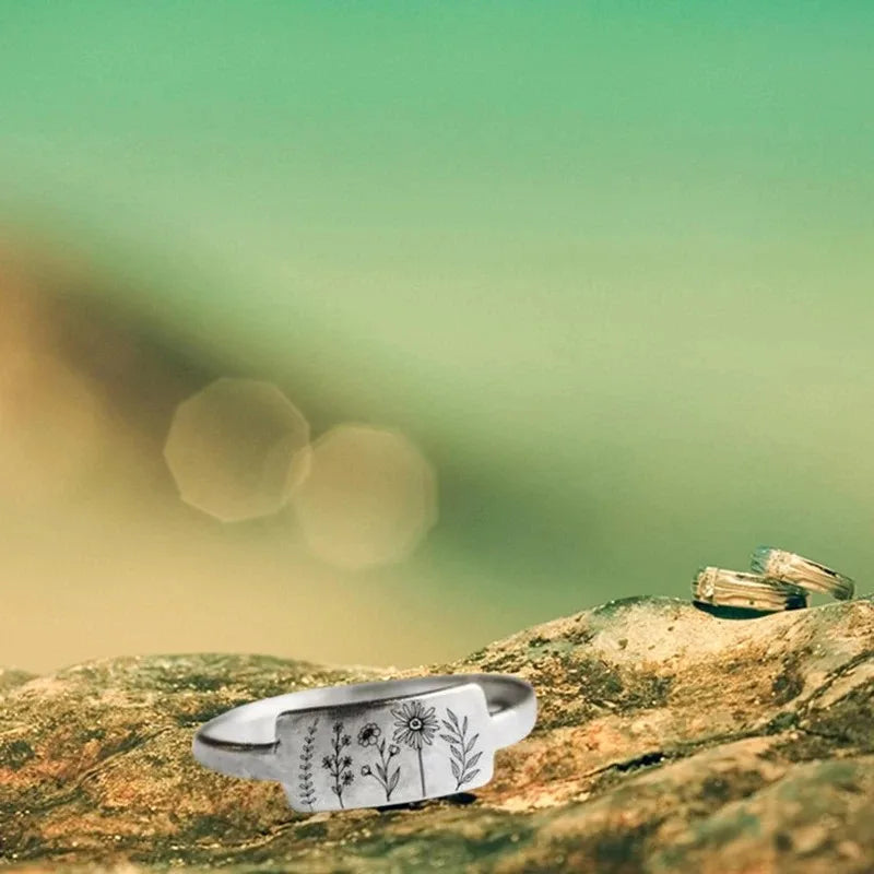 luckacco new fashionable wildflowers rings for men women dandelion flower floral daisy new stylish ring unisex stainless steel jewelry