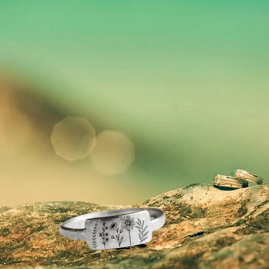 Luckacco New Fashionable Wildflowers Rings for Men Women Dandelion Flower Floral Daisy New Stylish Ring Unisex Stainless Steel Jewelry