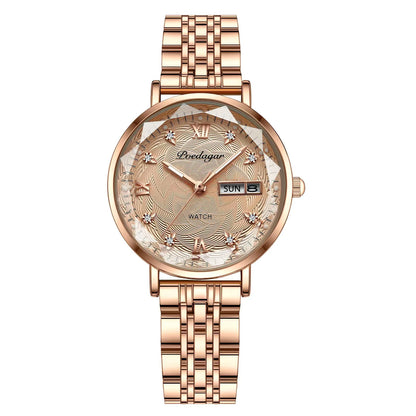 Luckacco POEDAGAR Elegant Luxury Women Watch Waterproof Luminous Date Week Ladies Watches Fashion Stainless Steel Quartz Woman Wristwatch