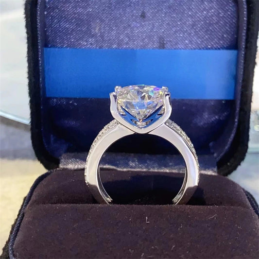 Luckacco Claw Set Real 5Ct D Color Moissanite Diamond Ring 925 Sterling Silver Party Wedding Band Rings for Women Engagement Jewelry