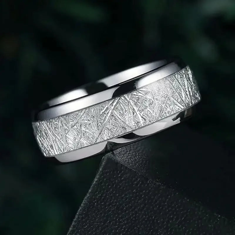 luckacco personalized couple stainless steel engagement jewelry ring, opal inlaid dome engagement ring, daily matching ring