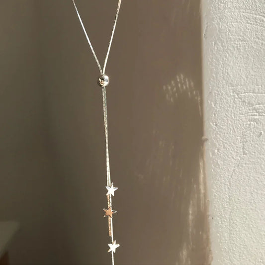 Luckacco New Fashion Simple 925 Sterling Silver Star Pendant Necklace For Women Girl Clavicle Chain Choker Statement Jewelry