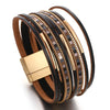 Luckacco ALLYES Trendy Colorful Square Leather Bracelet for Women Men Boho Metal Tube Multilayer Wrap Wide Bracelets Charm Party Jewelry