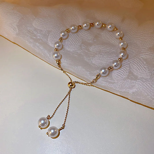 Luckacco LATS New Fashion Unique Design Elegant Delicate Baroque Pearl Bracelet Ladies Premium Jewelry Birthday Party Gift Accessories