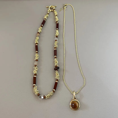 Luckacco Sun Star Zircon Necklace for Women Vintage Leather Necklace Double Layered Pendant Chain Choker Fashion Jewelry