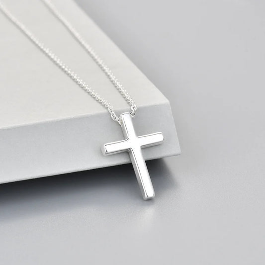 Luckacco 925 Sterling Silver Necklace For Women Adjustable Simple Cross Shape Necklace O-Chain Choker Necklaces Birthday Gift Chocker