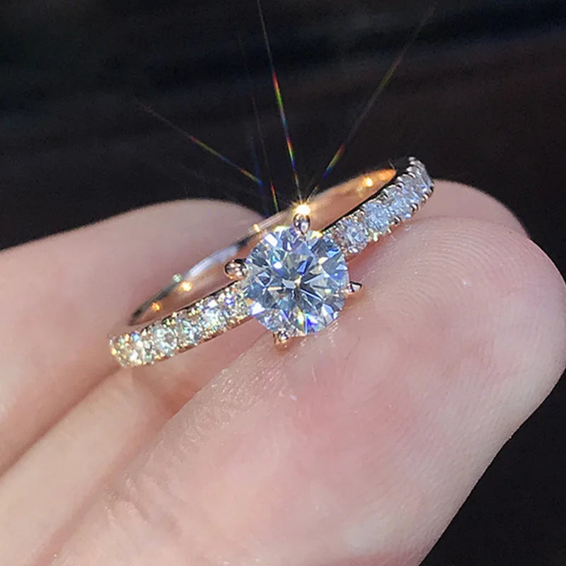luckacco trendy rose gold silver color fashion engagement rings for women wedding party gift drop shipping jewelry r527