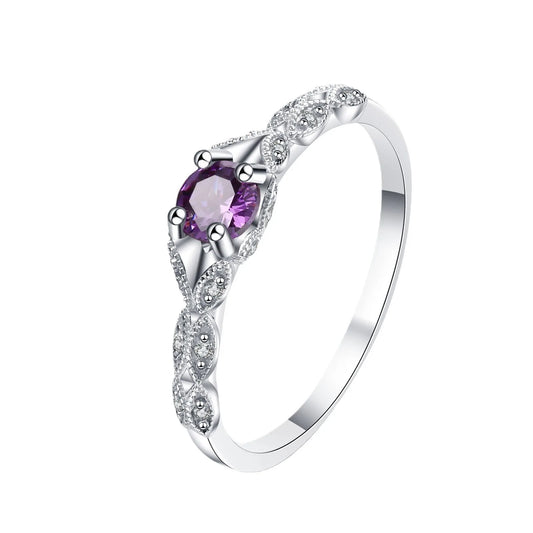 Luckacco Light luxury style amethyst zircon women's ring, simple and fashionable gemstone