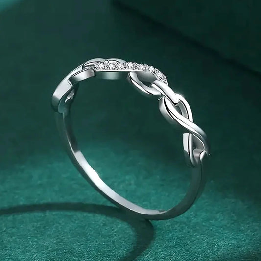 Luckacco daily picks Elegant Infinity 8 Shaped Finger Ring for Women Wedding Band Accessories Silver Color Luxury Trendy Female Jewelry Gift