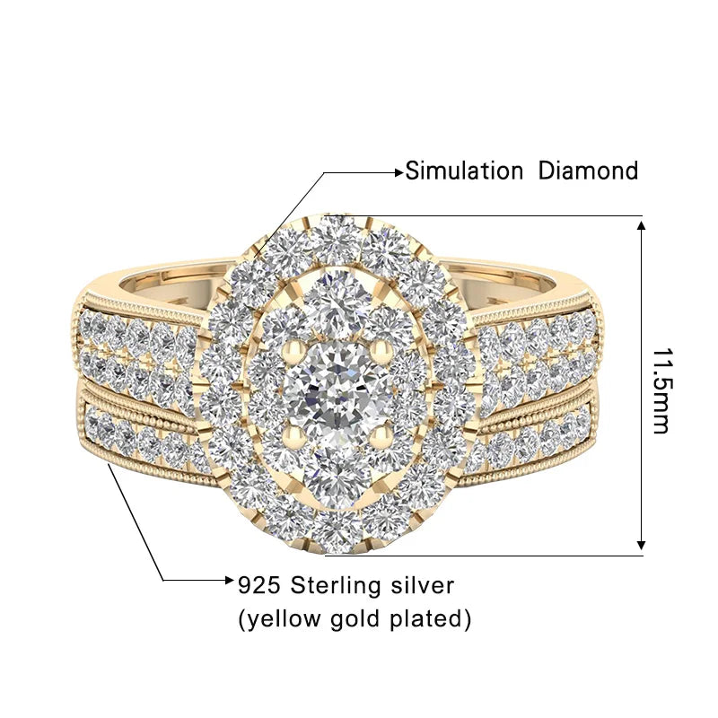 luckacco 2pcs diamond couple rings set woman wedding engagement sterling silver ring shining luxury 5a zircon 14k gold classic jewelry