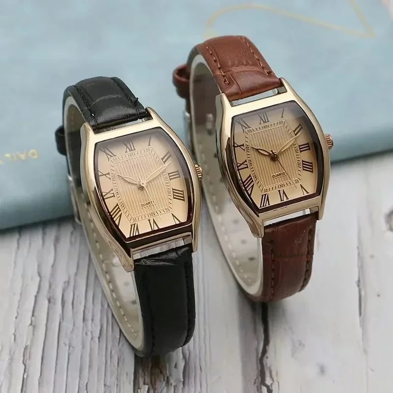 luckacco fashion women small ladies wristwatches brown retro vintage leather bracelet watch waterproof quartz wristwatches reloj mujer