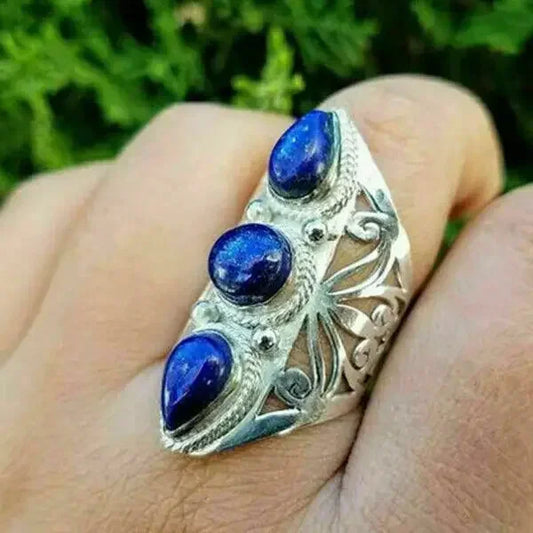 Luckacco Bohemian Ethnic Style Faux Turquoise Ring Series Large Rings for Women Personalized Vacation Party Vintage Jewelry Accessories